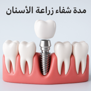 مدة شفاء زراعة الأسنان – توضيح ثلاثي الأبعاد لغرسة سنية مزروعة داخل اللثة